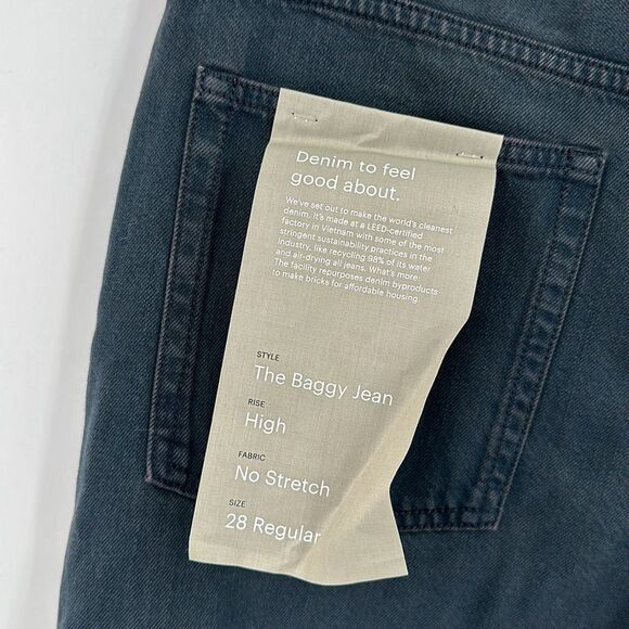 NWT Everlane Black Ink Wash Wide Leg Flared The Baggy Jeans 28 - Picture 8 of 15